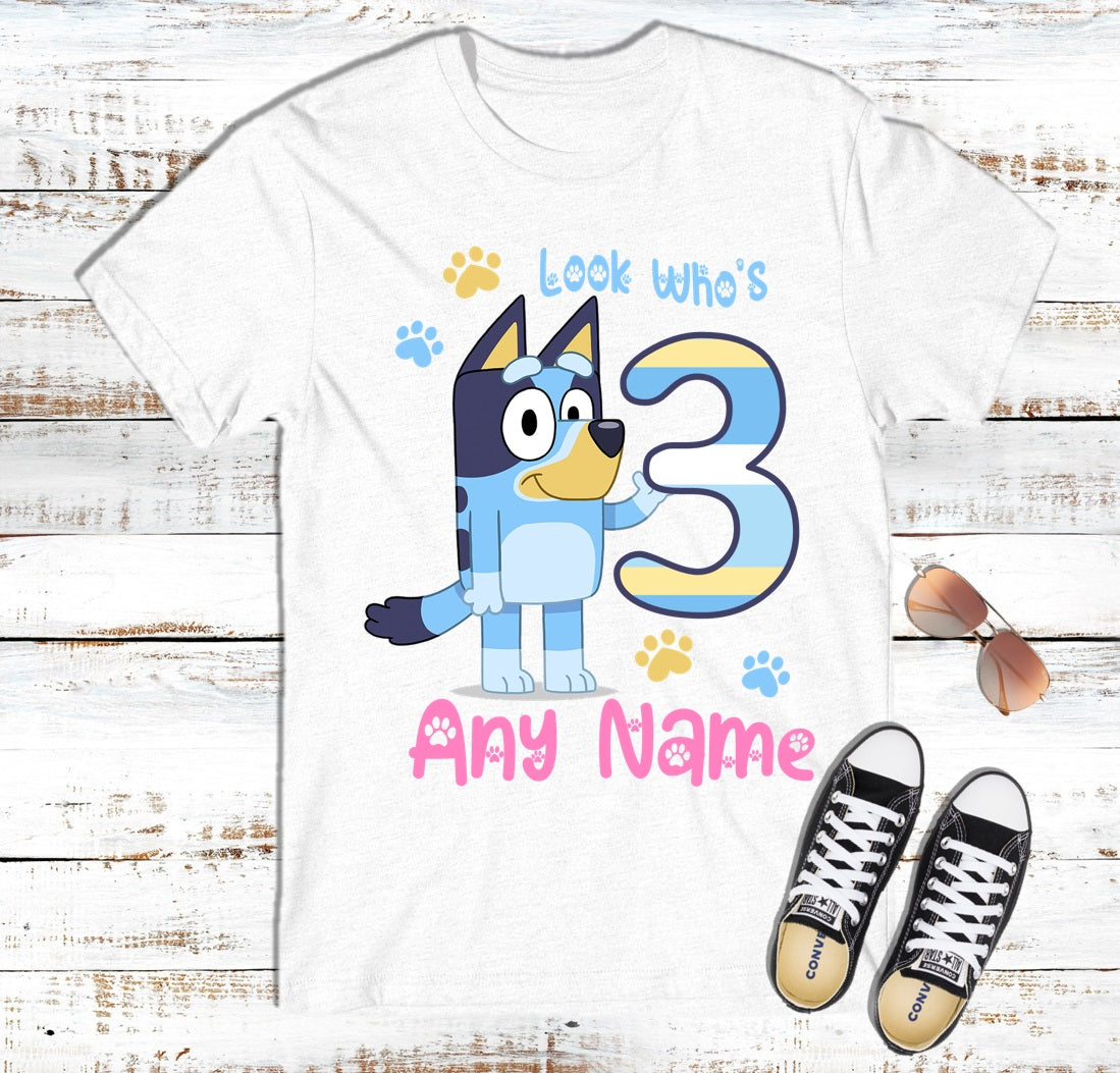 Bluey Birthday Party Custom Name White T Shirt or Baby Onesie – Sweet Tutus