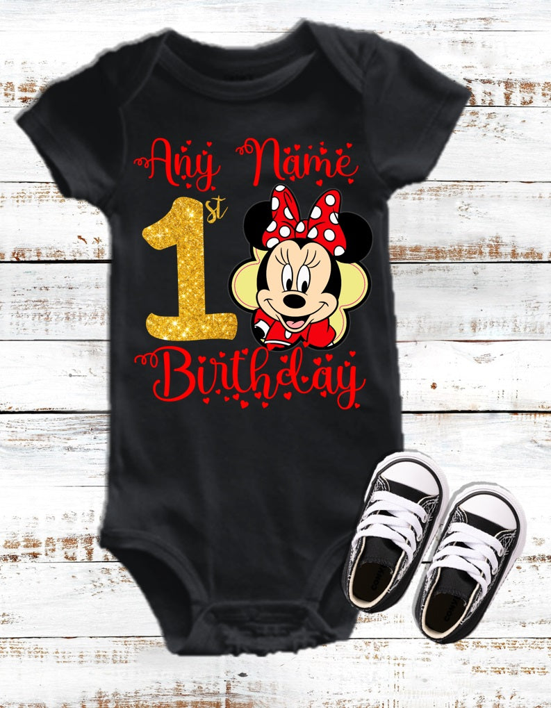 Red and Black Minnie Mouse 1st Birthdau Outfit, Minnie Mouse 1st
