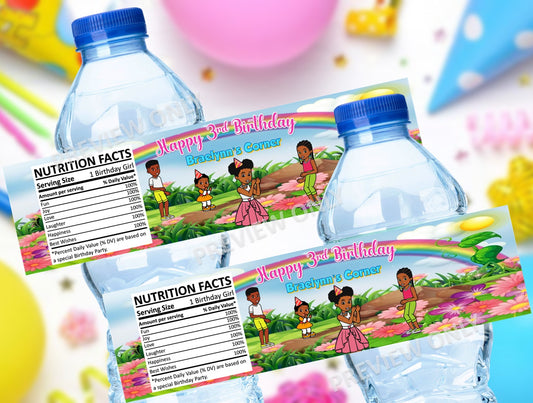 Gracies Corner Birthday Party DIGITAL Water Juice Bottle labels - 8.5x11 - DIY Download File - You Print