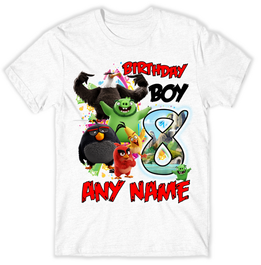 Angry Birds Birthday Custom Name White T Shirt or Baby Onesie