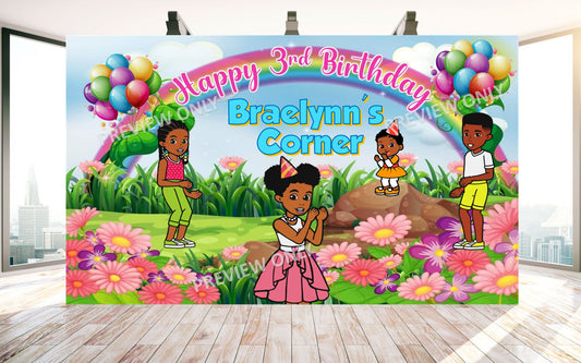 Gracies Corner Birthday Party DIGITAL Backdrop Banner - 4'x6' or 6'x10' - DIY Download File - You Print