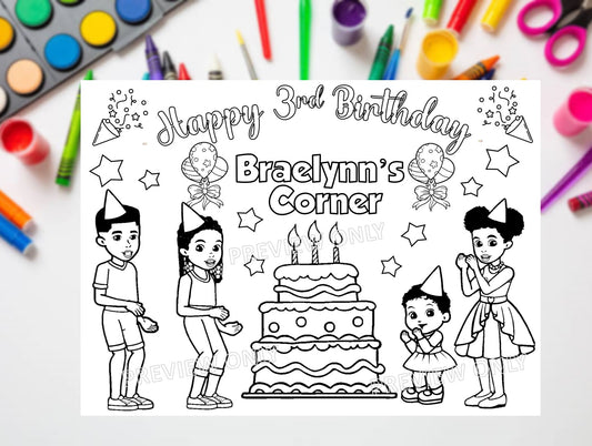 Gracies Corner Birthday Party DIGITAL Coloring Page - 8.5x11 - DIY Download File - You Print