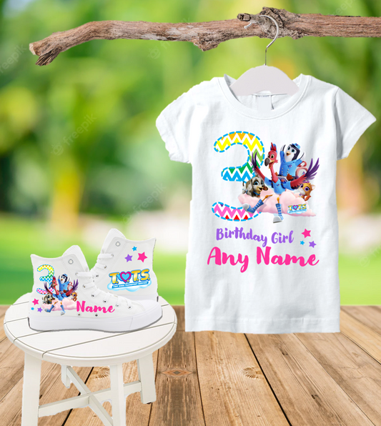 T.O.T.S. Tots Birthday Party Custom Name Kids White High Top Shoes Sneakers AND T Shirt or Onesie